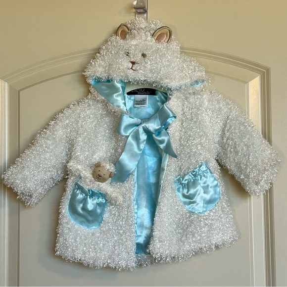 Mud Pie Other - 6-12M Mud Pie Faux Fur Lamb Hooded Jacket